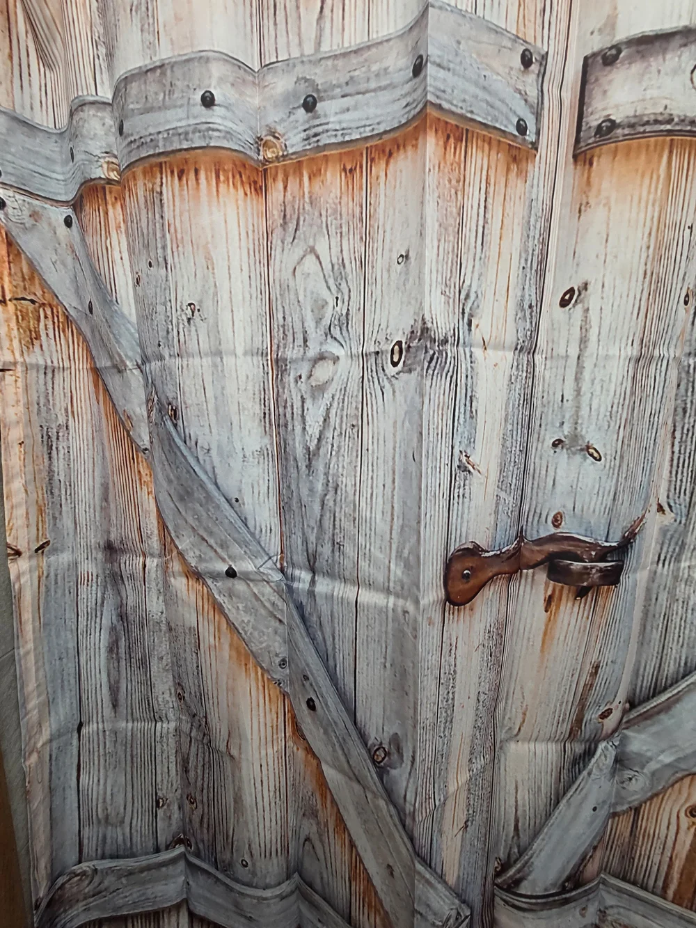 Rustic Barn Door Shower Curtain - Gray & Brown
